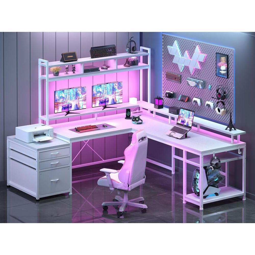 Desk Setup Dual Monitor - Scrivania a L da 104 Pollici