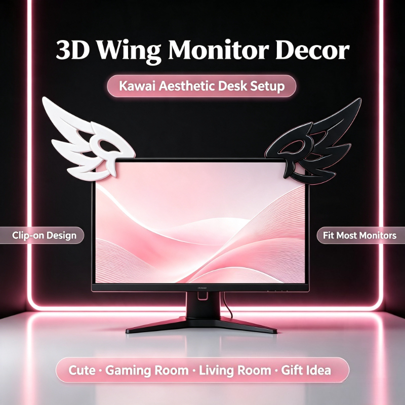 Desk Setup No Computer - Decorazione 3D a Forma di Ali