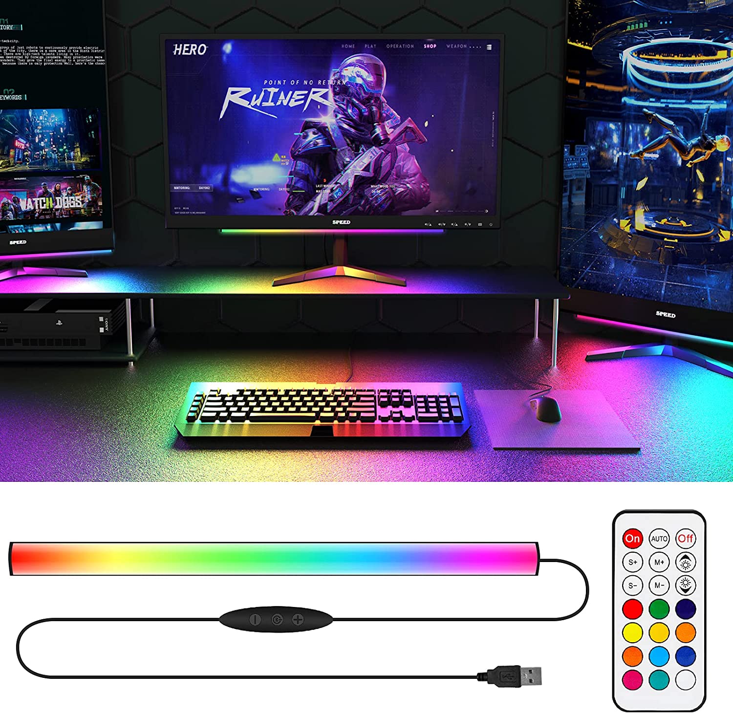 Setup Desk Monitor - Barra luminosa sotto il monitor Insegna